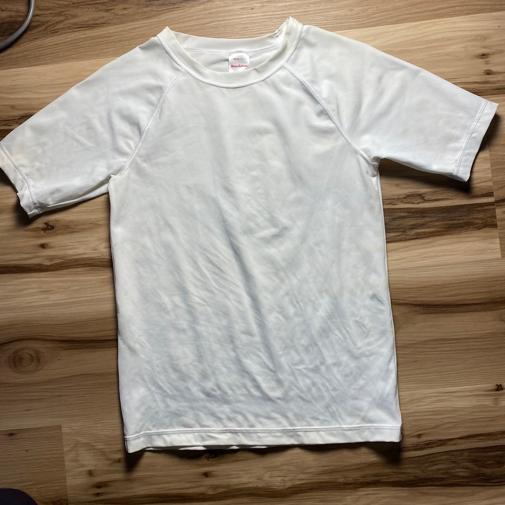 Hanna Andersson Kids White Short Sleeve‎ Rash Guard Swim Shirt Size 150 US 12
